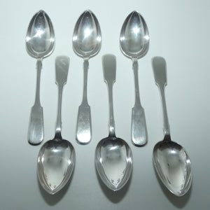 Set of 6 Russian Silver Fiddle pattern spoons | Set #1 | Second Kokoshnik mark | 452 grams