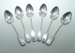 Set of 6 Russian Silver Fiddle pattern spoons | Set #1 | Second Kokoshnik mark | 452 grams