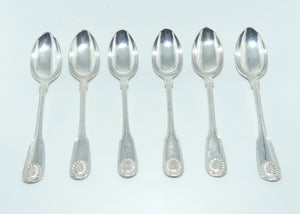 European Silver | 830 | 835 Silver | 6 Fiddle, Thread and Shell pattern spoons | 278 grams