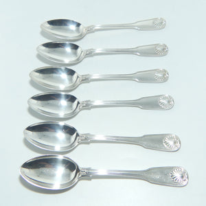 European Silver | 830 | 835 Silver | 6 Fiddle, Thread and Shell pattern spoons | 278 grams