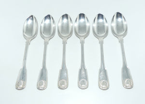 Norway Silver | 830 Silver | Set of 6 Fiddle, Thread and Shell pattern spoons | 304 grams