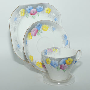 Shelley Cambridge shape Poppies | Pink, Yellow and Blue Floral trio | 0233