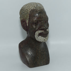 African Shona Stone Bust of Elder