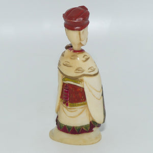 Japanese Carved Bone with Polychrome Staining Emporer snuff bottle