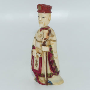 Japanese Carved Bone with Polychrome Staining Emporer snuff bottle