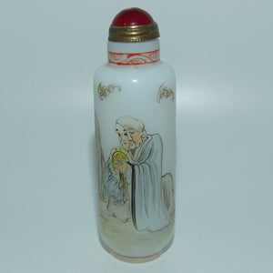 Chinese Hand Painted on Outside of Glass snuff bottle | Elders
