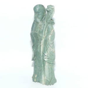 Early 20th Century Chinese Green Soapstone Figure of Shouxing | Shou Hsing