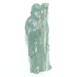 Early 20th Century Chinese Green Soapstone Figure of Shouxing | Shou Hsing
