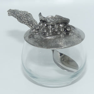 Seagull Pewter Grape and Vine lidded pot and spoon