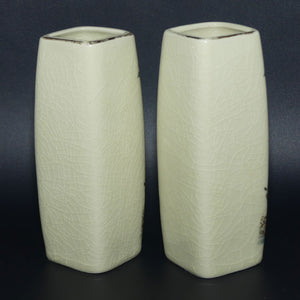 Pair of Japanese looking Box section vases | Birds and Floral Decoration | Chinese make