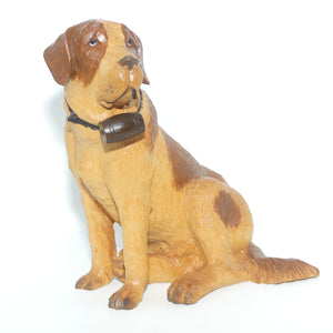 Wooden finely carved figure of St Bernard Rescue Dog | Swiss