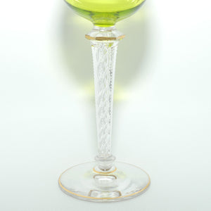 Saint Louis Massenet Gold Green Hock Wine glass with Air Twist stem