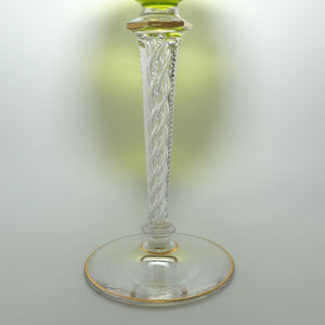 Saint Louis Massenet Gold Green Hock Wine glass with Air Twist stem