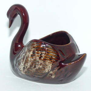 Australian Pottery | Deep Brown and Mottled Glaze Swan vase