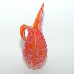 Vintage Lefton Art Glass Tangerine and White jug