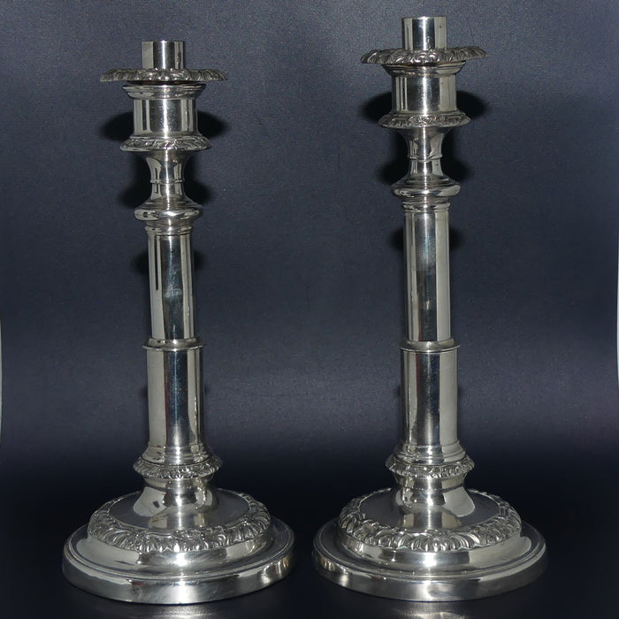 Pair of Old Sheffield Plate telescopic candlesticks