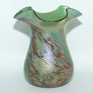 Fritz Heckert Austria Art Nouveau Glass Changeant Ribbed and Twisted Vase by Otto Thamm