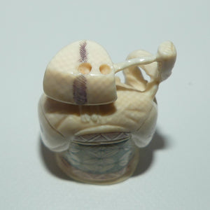 Japanese Carved Ivory Netsuke | Showa era | Man with Beard and Staff | Jurojin