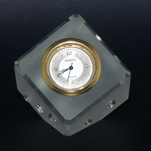 Toneva Crystal Quartz Cube Clock | Encrusted