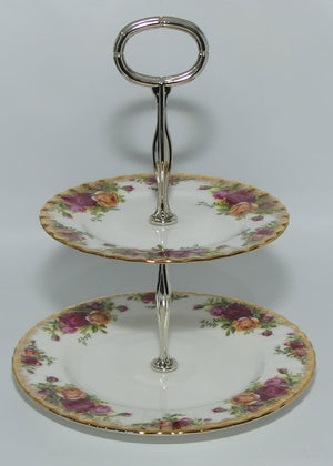 Royal Albert Bone China England Old Country Roses two tier cake stand