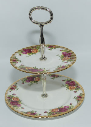 Royal Albert Bone China England Old Country Roses two tier cake stand