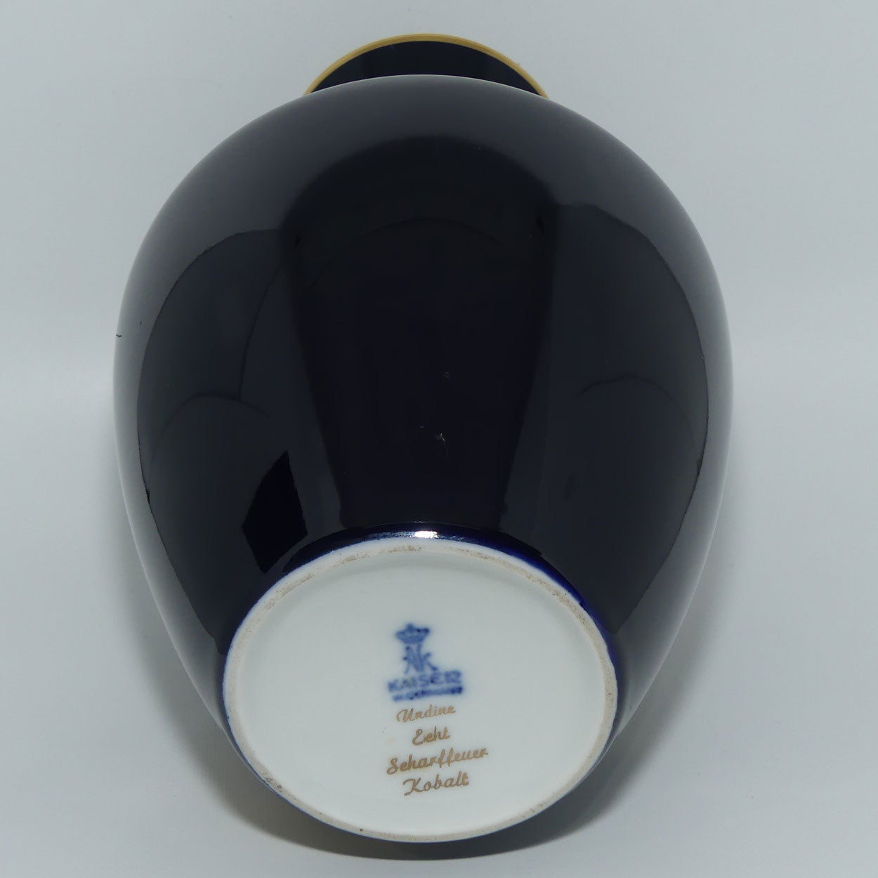 AK Kaiser West Germany floral vase Undine Echt Scharffeuer Kobalt