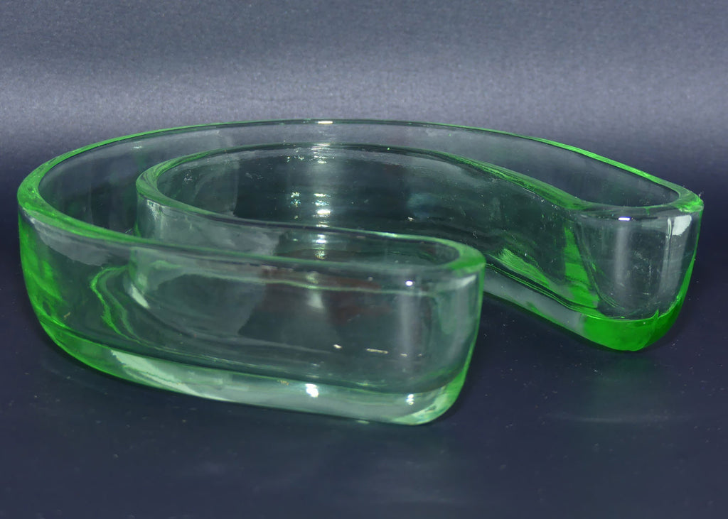 Art Deco Uranium Glass Horsehoe Posy Float vase | #2