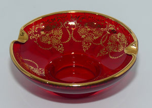 Venetian Art Glass | Ruby and Gilt ashtray