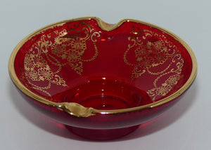 Venetian Art Glass | Ruby and Gilt ashtray