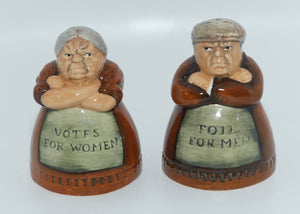 D7066 - D7067 Royal Doulton Votes for Women | Toil for Men | Suffragette salt and pepper set