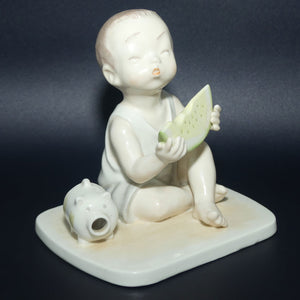 Noritake Pottery Gosaku Kojima Doji Doll series figurine | Boy with Watermelon