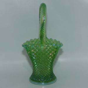 Vintage Westmoreland Carnival Glass | Hobnail on Apple Green Basket and Slight Opalescent