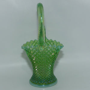 Vintage Westmoreland Carnival Glass | Hobnail on Apple Green Basket and Slight Opalescent