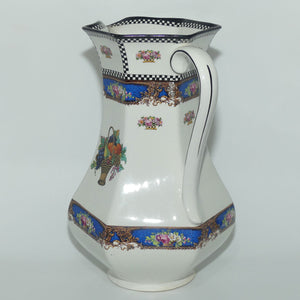 H & K Tunstall Fruit and Flowers decorated tall wash jug | Check border