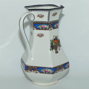 H & K Tunstall Fruit and Flowers decorated tall wash jug | Check border