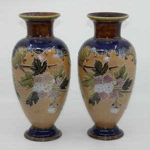 doulton-slaters-pair-of-stoneware-foliage-and-flowers-vases-stamped-1411