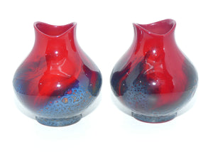 Royal Doulton Flambe Veined 1605 pair of vases | Exceptional Blue