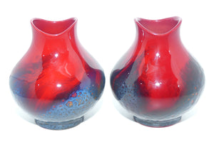 Royal Doulton Flambe Veined 1605 pair of vases | Exceptional Blue