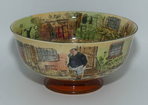Royal Doulton Dickens 3 character footed bowl | Fat Boy Peggotty Sairey Gamp D5175