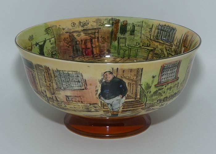 Royal Doulton Dickens 3 character footed bowl | Fat Boy Peggotty Sairey Gamp D5175
