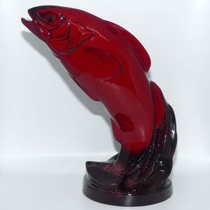 #666 Royal Doulton Flambe Leaping Salmon | signed Fred Moore