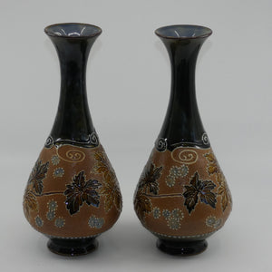 royal-doulton-pair-of-stoneware-vases-with-applied-foliage-and-scrolling-stamped-6767