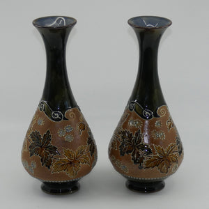 royal-doulton-pair-of-stoneware-vases-with-applied-foliage-and-scrolling-stamped-6767