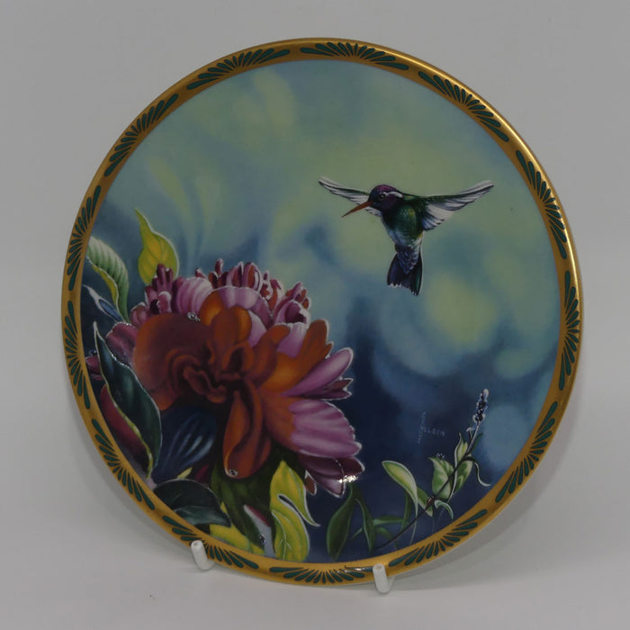 Bradex 84 P29 22.6 plate | Gems of Nature | White Eared Hummingbird and Peonies