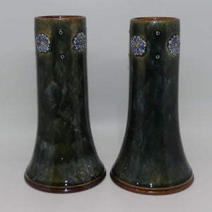 royal-doulton-stoneware-mottled-green-and-applied-flower-pair-of-vases