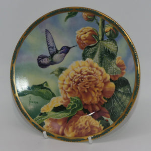bradex-84-p29-22-8-plate-gems-of-nature-costs-hummingbird-and-hollyhocks