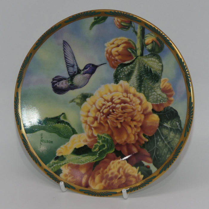 Bradex 84 P29 22.8 plate | Gems of Nature | Costa's Hummingbird and Hollyhocks