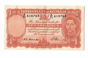 1949 Commonwealth of Australia 10 Shillings | Coombs Watt | Consec Pair | A71 610762 and A71 610763 | aUNC