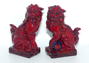 BA34 - BA35 Royal Doulton Flambe Burslem Artwares Qinghai Fo Dogs | Pair | LE69/250