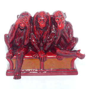 BA64 Royal Doulton Burslem Artwares Flambe Three Wise Monkeys